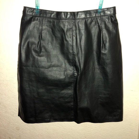 High waisted black leather skirt - Picture 1 of 2